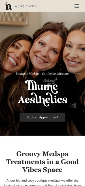 Illume Aesthetics home page on a phone