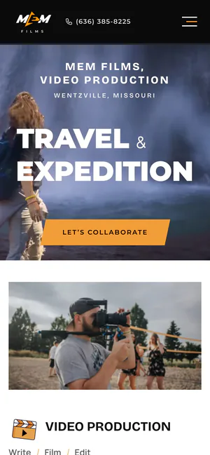 MEM Films home page on a phone